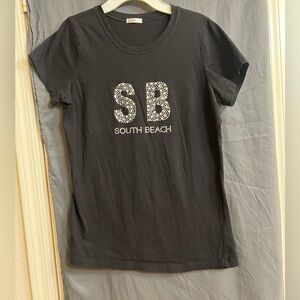 South Beach Black womens cotton T-Shirt size L
